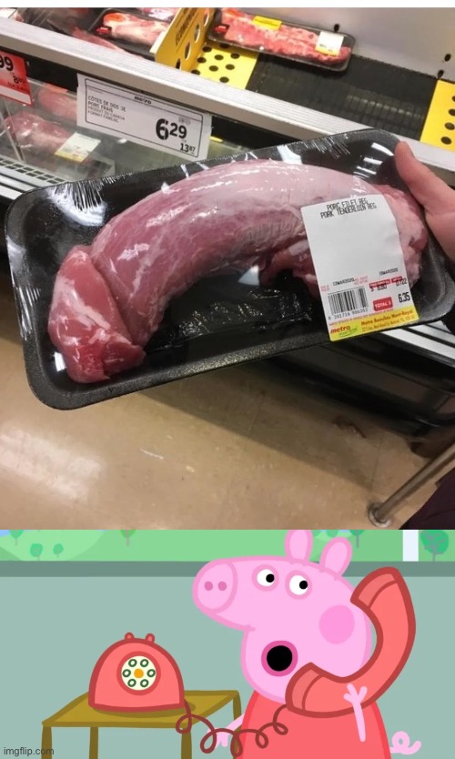 Penis pork roast | image tagged in peppa pig calls the ghostbusters,penis,pork,roast | made w/ Imgflip meme maker