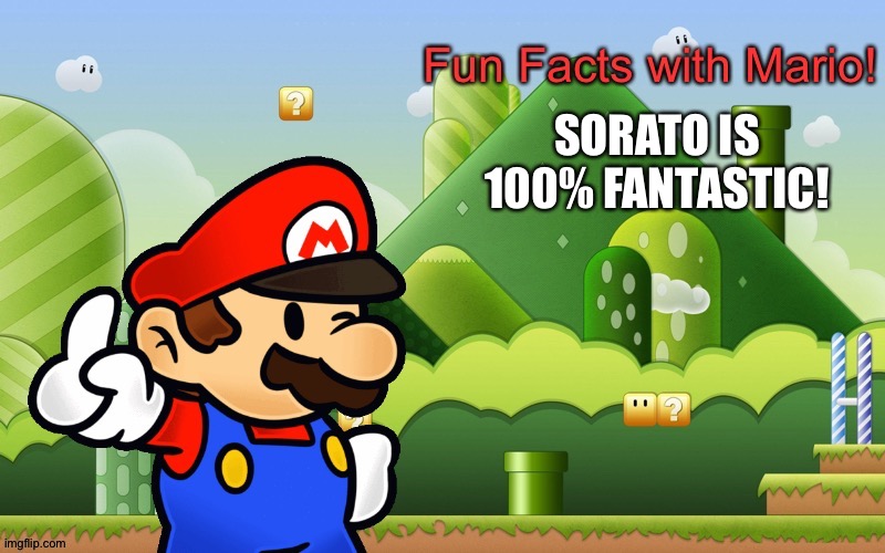Mario loves Sorato | SORATO IS 100% FANTASTIC! | image tagged in fun facts with mario,digimon | made w/ Imgflip meme maker