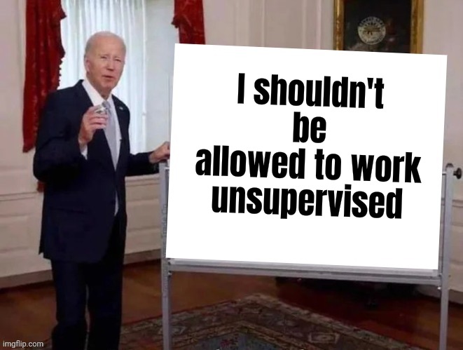 I shouldn't be allowed to work unsupervised | image tagged in joe tries to explain | made w/ Imgflip meme maker