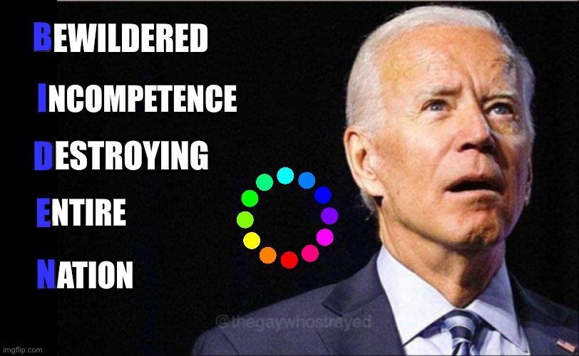 Joe Biden | B; BEWILDERED; INCOMPETENCE; I; DESTROYING; D; ENTIRE; E; N; NATION | image tagged in joe biden,stupid liberals,maga,republicans,donald trump,political meme | made w/ Imgflip meme maker