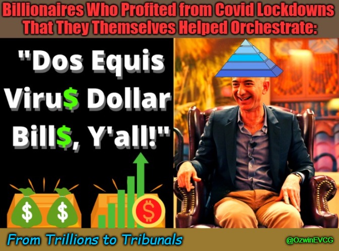 From Trillions to Tribunals | @OzwinEVCG; From Trillions to Tribunals | image tagged in covid-19,dos equis virus,corporate capture,billionaire elitism,oligarchy democracy,fair trials and fluffy pillows | made w/ Imgflip meme maker