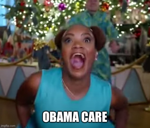 bald black woman in white house christmas video | OBAMA CARE | image tagged in bald black woman in white house christmas video | made w/ Imgflip meme maker