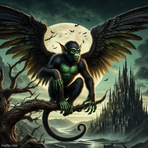 Evil Winged Monkey 2 | Original A.I.Image by just-4-kicks using Microsoft Bing Dall·E3 Img Creator | made w/ Imgflip meme maker