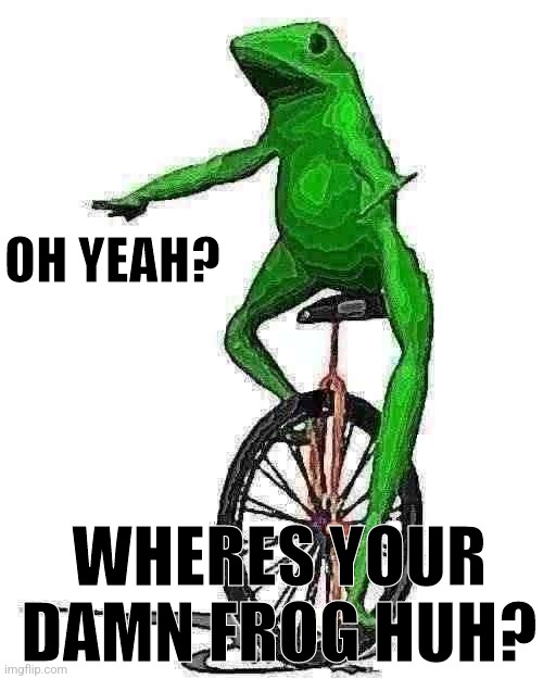 Dat Boi | OH YEAH? WHERES YOUR DAMN FROG HUH? | image tagged in memes,dat boi | made w/ Imgflip meme maker