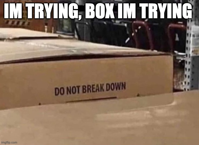 *hug* | IM TRYING, BOX IM TRYING | image tagged in funny,relatable | made w/ Imgflip meme maker