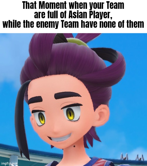 Oh boy, here comes the tears of the enemy kingdom. | That Moment when your Team are full of Asian Player, while the enemy Team have none of them | image tagged in creepy kieran smile,memes,funny,online gaming,team,asian player | made w/ Imgflip meme maker