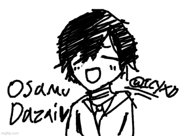 I drew Dazai with the drawing tool | image tagged in blank white template | made w/ Imgflip meme maker
