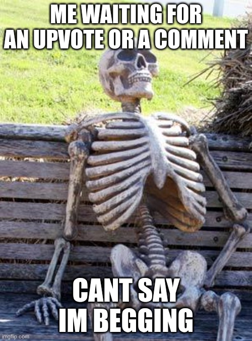 I like getting feedback | ME WAITING FOR AN UPVOTE OR A COMMENT; CANT SAY IM BEGGING | image tagged in memes,waiting skeleton | made w/ Imgflip meme maker