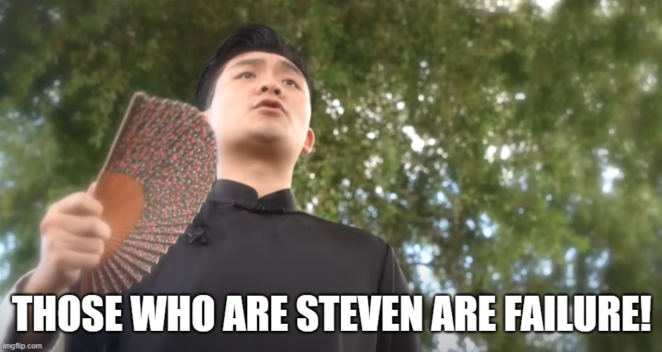 Steven's WHO"S THEY | THOSE WHO ARE STEVEN ARE FAILURE! | image tagged in steven he,funny memes | made w/ Imgflip meme maker
