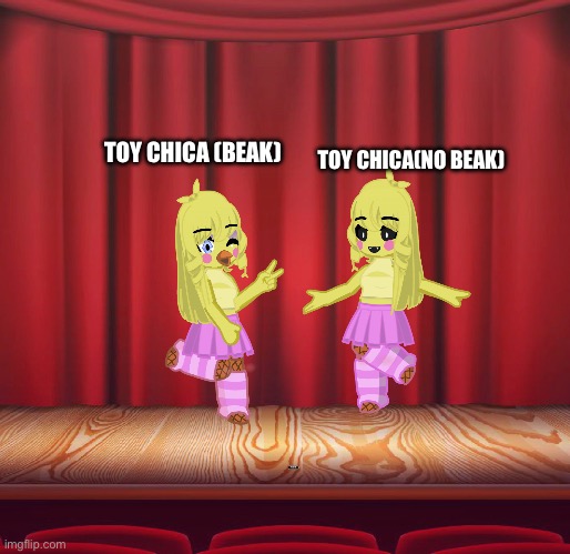 Toy Chica gacha avatars (vanny note: that’s actually really cool!) | TOY CHICA(NO BEAK); TOY CHICA (BEAK) | made w/ Imgflip meme maker
