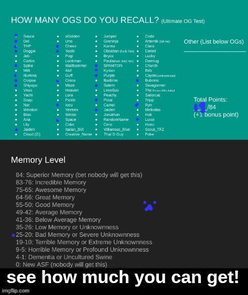 i remember the ones i coloured | image tagged in ultimate og test | made w/ Imgflip meme maker