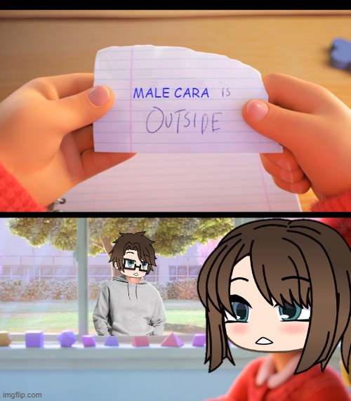 Male Cara is outside | MALE CARA | image tagged in x is outside,pop up school 2,pus2,male cara,cara | made w/ Imgflip meme maker