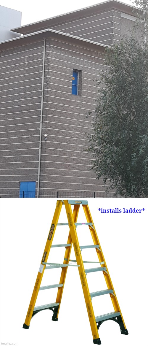 Door | *installs ladder* | image tagged in ladder,doors,door,building,you had one job,memes | made w/ Imgflip meme maker