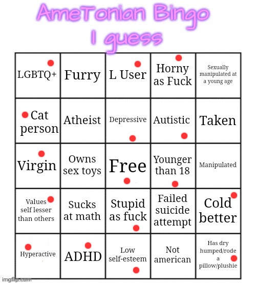 just bored tbh, hate being comment banned for stupid reasons | image tagged in ametonian bingo | made w/ Imgflip meme maker