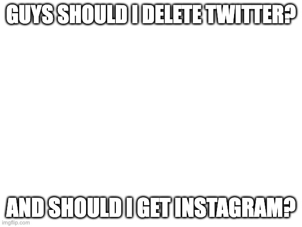 comment if i shoul | GUYS SHOULD I DELETE TWITTER? AND SHOULD I GET INSTAGRAM? | image tagged in twitter,instagram | made w/ Imgflip meme maker