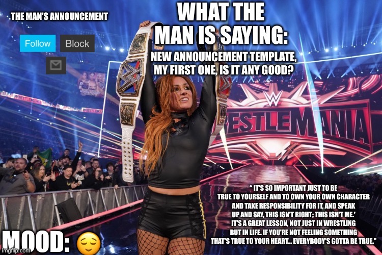 any good? my first time | NEW ANNOUNCEMENT TEMPLATE, MY FIRST ONE, IS IT ANY GOOD? 😌 | image tagged in the man announcement template | made w/ Imgflip meme maker