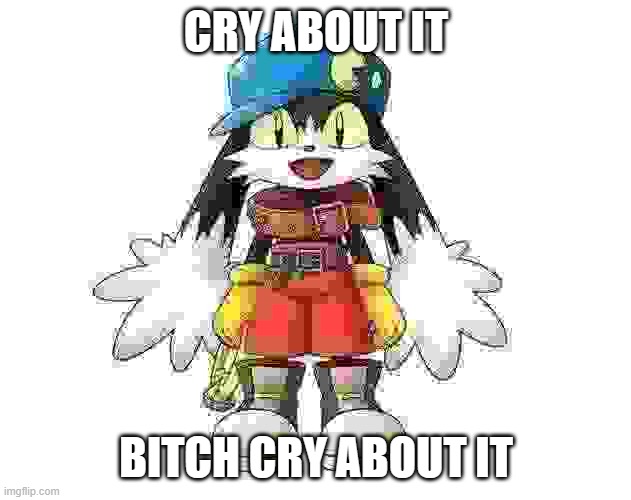CRY ABOUT IT BITCH CRY ABOUT IT | image tagged in klonoa | made w/ Imgflip meme maker