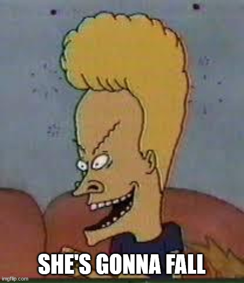 beavis | SHE'S GONNA FALL | image tagged in beavis | made w/ Imgflip meme maker