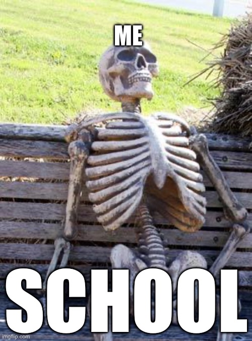 Waiting Skeleton | ME; SCHOOL | image tagged in memes,waiting skeleton | made w/ Imgflip meme maker