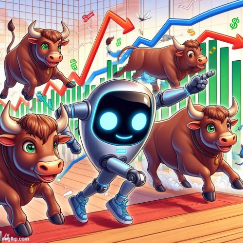 When AI join bullrun market | image tagged in funny,funny memes,cryptocurrency,cryptography | made w/ Imgflip meme maker