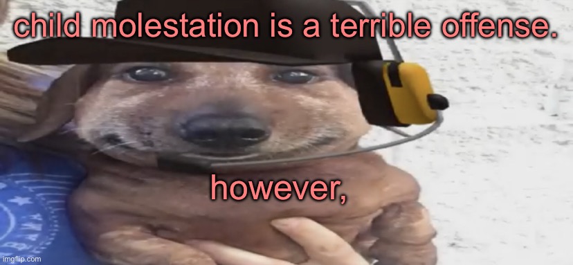 chucklenuts | child molestation is a terrible offense. however, | image tagged in chucklenuts | made w/ Imgflip meme maker