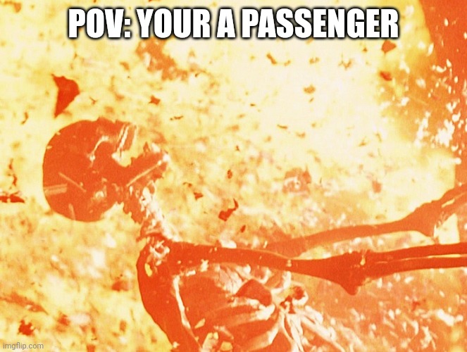 Fire skeleton | POV: YOUR A PASSENGER | image tagged in fire skeleton | made w/ Imgflip meme maker