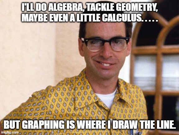 Daily Bad Dad Joke December 28, 2023 | I'LL DO ALGEBRA, TACKLE GEOMETRY, MAYBE EVEN A LITTLE CALCULUS. . . . . BUT GRAPHING IS WHERE I DRAW THE LINE. | image tagged in nerds | made w/ Imgflip meme maker