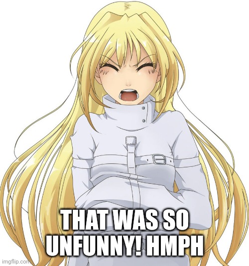Girl in straitjacket | THAT WAS SO UNFUNNY! HMPH | image tagged in girl in straitjacket | made w/ Imgflip meme maker