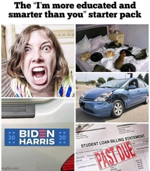 The " I'm more educated & smarter than you" Starter Pack | image tagged in laughing at the left | made w/ Imgflip meme maker