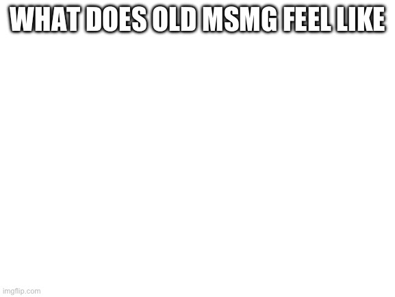 Blank White Template | WHAT DOES OLD MSMG FEEL LIKE | image tagged in blank white template | made w/ Imgflip meme maker