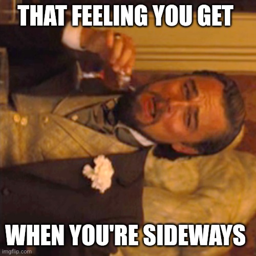 Sideways | THAT FEELING YOU GET; WHEN YOU'RE SIDEWAYS | image tagged in memes,laughing leo | made w/ Imgflip meme maker