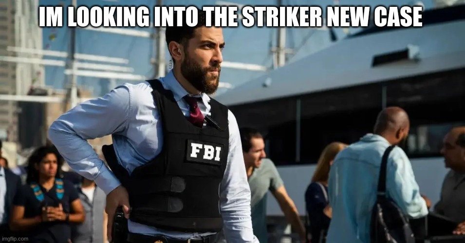 FBI | IM LOOKING INTO THE STRIKER NEW CASE | image tagged in fbi | made w/ Imgflip meme maker