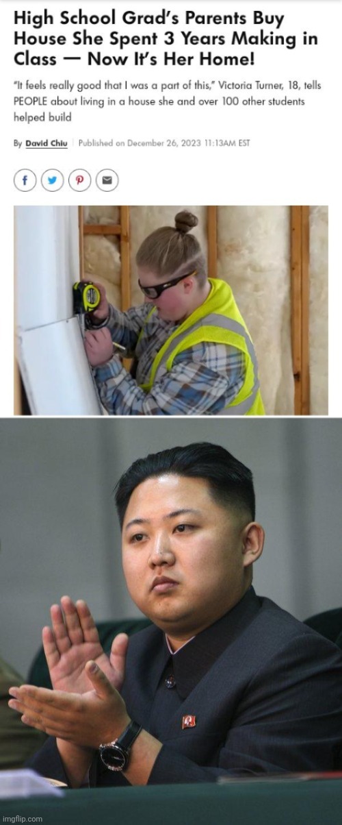 Now her home, noice | image tagged in kim jong un,home,house,memes,parents,high school graduate | made w/ Imgflip meme maker