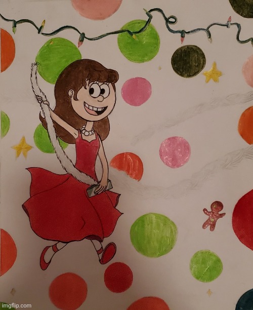 Christmas girl drawing | image tagged in christmas,drawing,art,merry christmas,christmas decorations,holidays | made w/ Imgflip meme maker