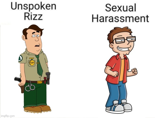 Those Meddling Park Rangers! | image tagged in unspoken rizz vs sexual harassment,scooby doo meddling kids,brickleberry,american dad,who would win | made w/ Imgflip meme maker