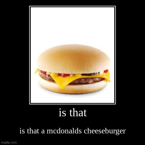 is that | is that a mcdonalds cheeseburger | image tagged in funny,demotivationals | made w/ Imgflip demotivational maker