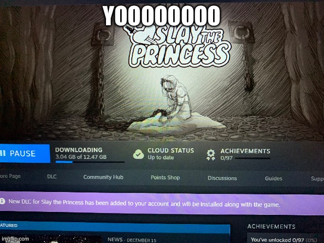 Literally the first thing I did once I got steam on my laptop was buy Slay the Princess (I got the collector’s bundle to support | YOOOOOOOO | made w/ Imgflip meme maker