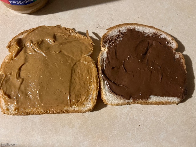 peanut butter Nutella sandwich (+ first time trying Nutella) | made w/ Imgflip meme maker