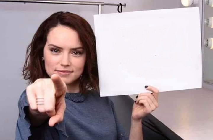 Pointing Girl WIth Sign Blank Meme Template