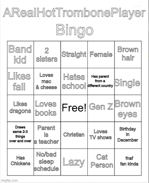 ARealHotTrombonePlayer Bingo Blank Meme Template