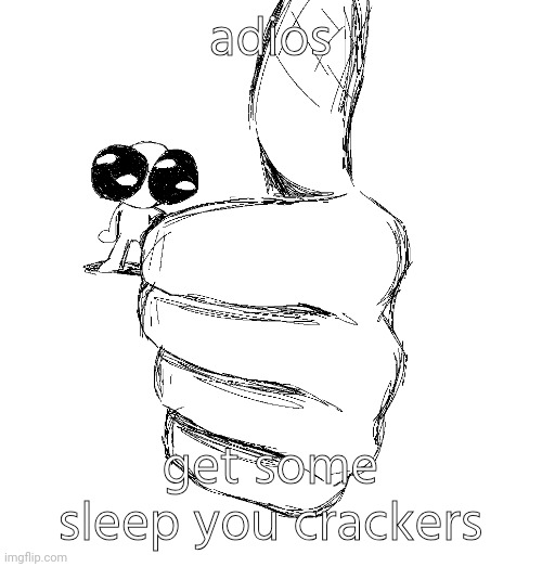 thumbup | adios; get some sleep you crackers | image tagged in thumbup | made w/ Imgflip meme maker