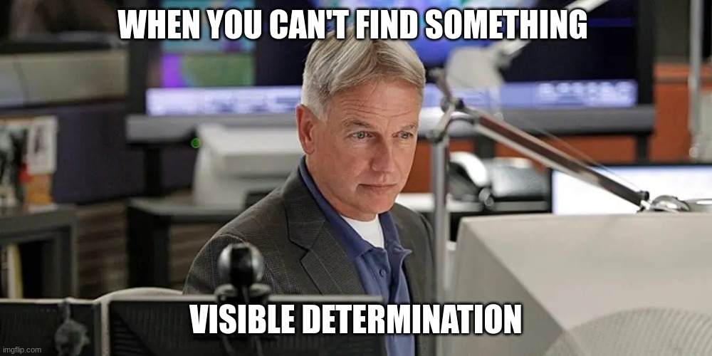NCIS gibbs | WHEN YOU CAN'T FIND SOMETHING; VISIBLE DETERMINATION | image tagged in ncis gibbs | made w/ Imgflip meme maker