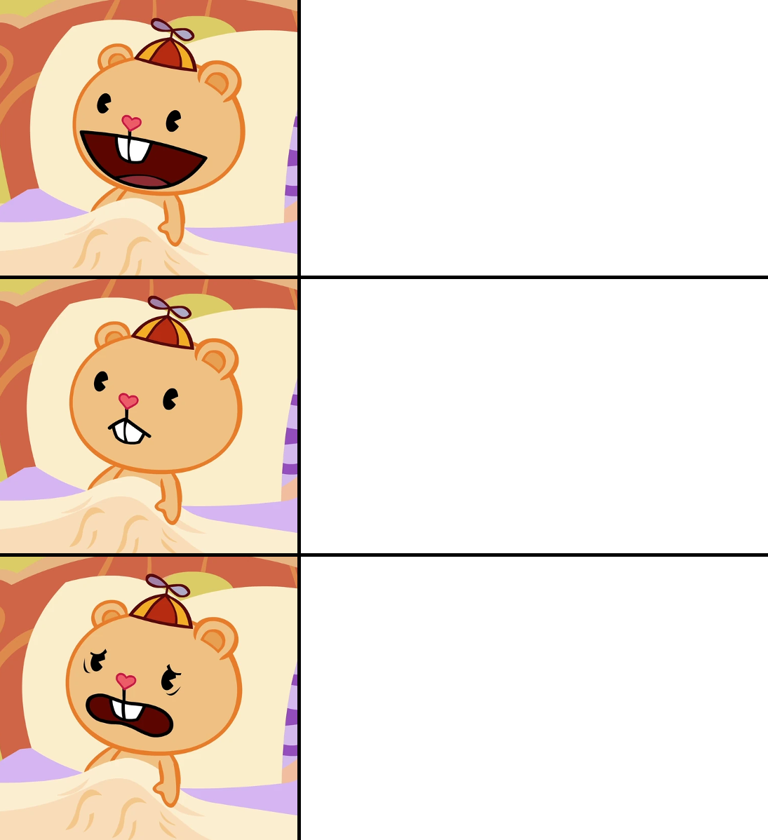 High Quality Happy to Scared Cub Blank Meme Template
