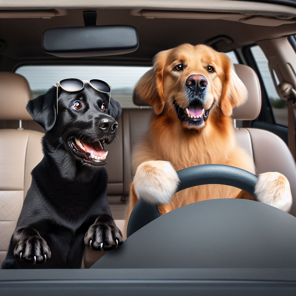 High Quality 2 cute dogs driving a car Blank Meme Template