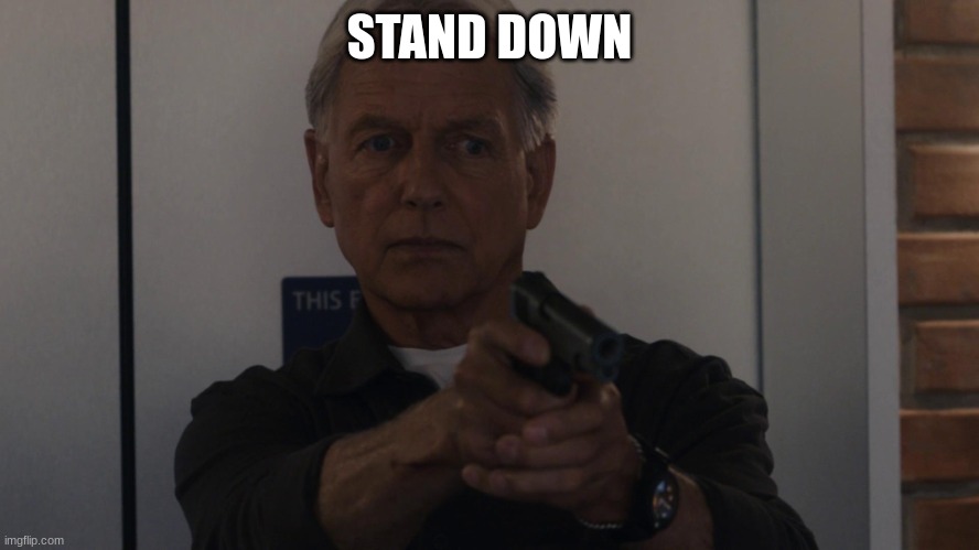 NCIS gibbs | STAND DOWN | image tagged in ncis gibbs | made w/ Imgflip meme maker