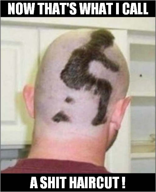 Why Would You Do This ? | NOW THAT'S WHAT I CALL; A SHIT HAIRCUT ! | image tagged in haircut,shit,dark humour | made w/ Imgflip meme maker