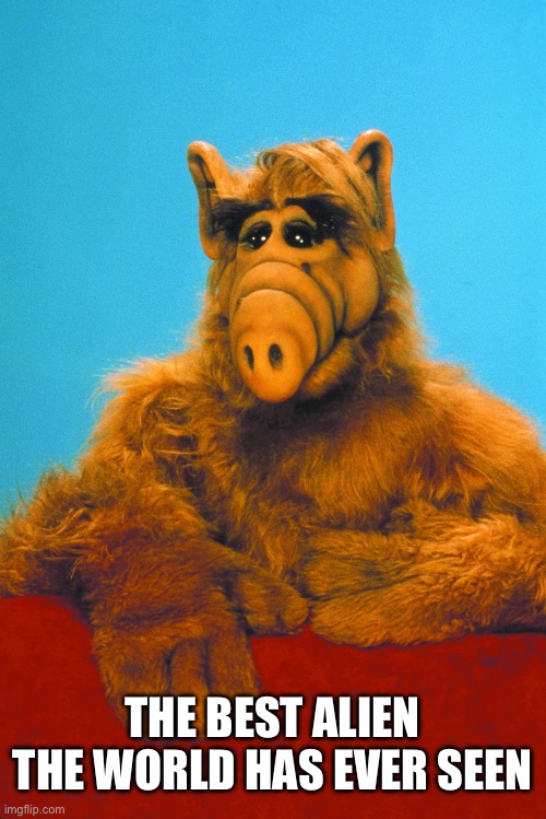 ALF | THE BEST ALIEN THE WORLD HAS EVER SEEN | image tagged in alf,aliens | made w/ Imgflip meme maker