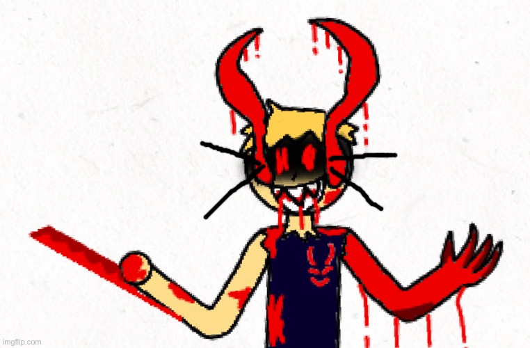 The reason he had horns was because when the glasses drilled in, it left holes when he took it off, so blood came out and made h | made w/ Imgflip meme maker