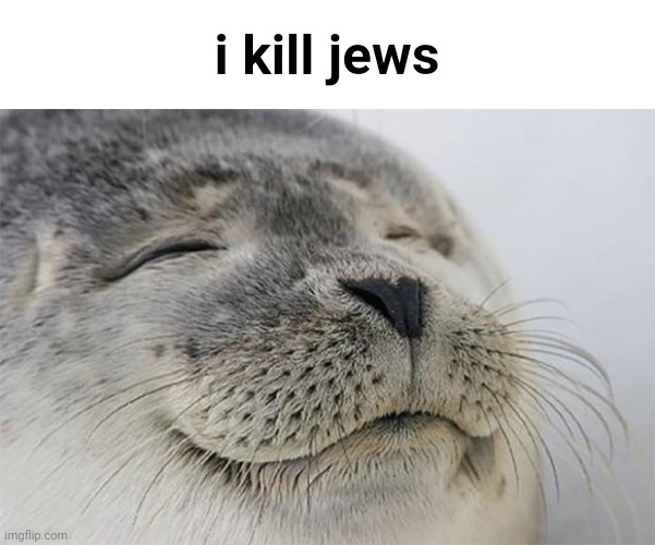 Satisfied Seal | i kill jews | image tagged in memes,satisfied seal | made w/ Imgflip meme maker