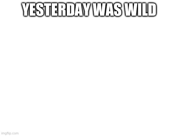 Blank White Template | YESTERDAY WAS WILD | image tagged in blank white template | made w/ Imgflip meme maker